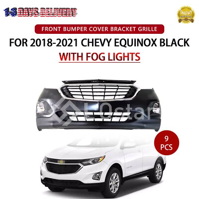 Front Bumper Cover Bracket Grille Fog Lights Kit For 2018-2021 Chevrolet Equinox - Изображение 1 из 4