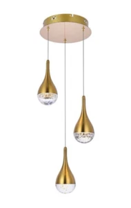 Pendant Chandelier Light Fixture For Foyer Kitchen Island Dining Room Satin Gold - Picture 1 of 12