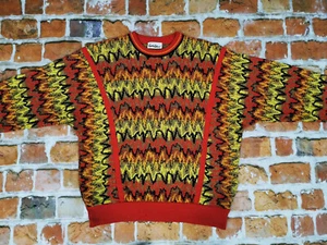 *CARLO COLUCCI VINTAGE PULLOVER*FEUER FLAMME*ROT ORANGE GELB*GR: L*TIP TOP - Picture 1 of 8