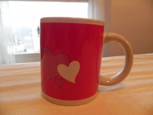 Valentinstag rot Kaffee/Teetasse/Tasse mit rosa & weißen Herzen - Bild 1 von 5