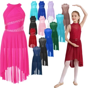 Niños Niñas Vestido Estrás Lírico Danza Leotardo Contemporáneo Ballet Danza Prendas - Imagen 1 de 121
