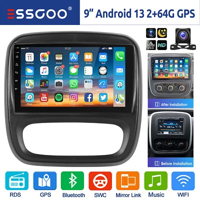 64G Android 13 CarPlay Autoradio GPS Navi RDS Kam Für Opel Vivaro B Fiat Talento - Bild 1 von 4