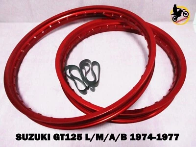 SUZUKI GT125 L/M/A/B 1974-1977  F & R ALUMINIUM RED WHEEL RIM SET  *nan5046* Foto 1 de 4