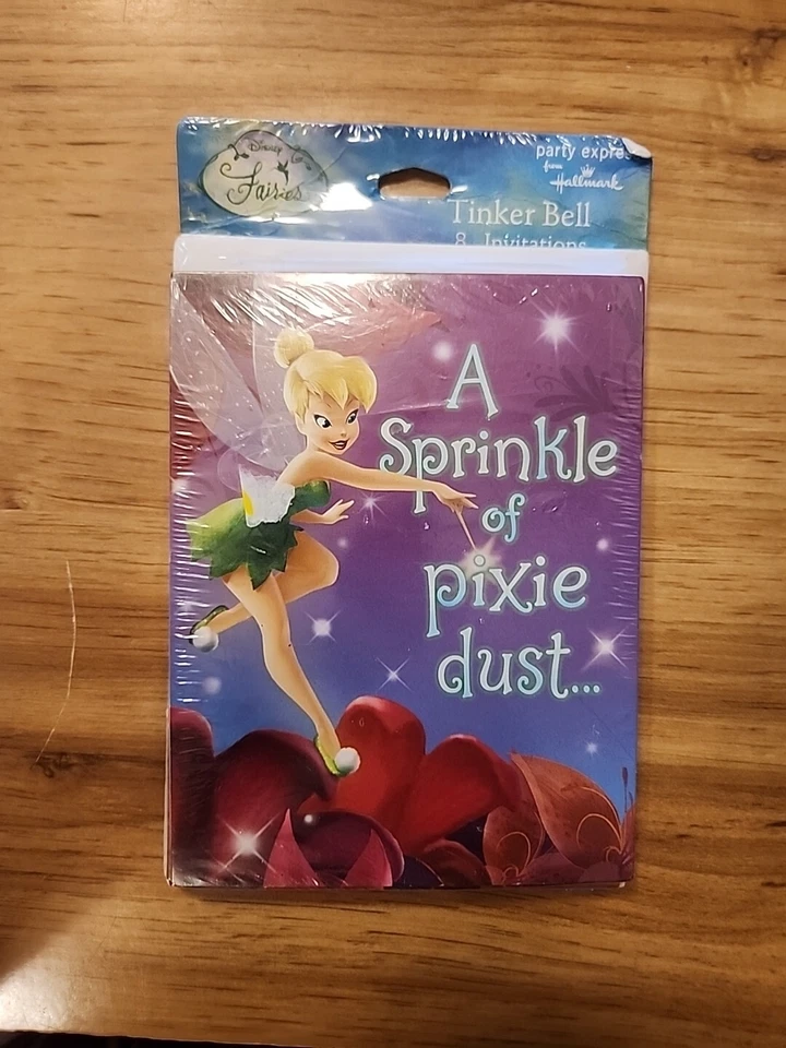 Disney Hallmark Tinker Bell Pixie Dust Birthday Party Invitations Set Of 8 NIP - Image 1 of 2