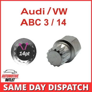 LOCKING WHEEL NUT KEY ABC 3 / 14PT SPLINE BOLT RIBS FOR AUDI SEAT SKODA VW - Picture 1 of 5