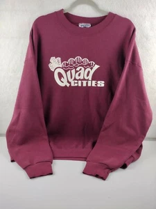 Vintage Lee Sweatshirt Quad Cities Size 2X Maroon Crew Neck Made In The USA - Picture 1 of 12