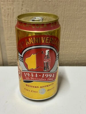 Lata de Coca Cola Gold Australia Occidental 50 aniversario 1944-1994 375 ml Foto 1 de 4