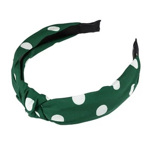 Polka Dot Knotted Headband Women's Elastic Hairband Green - Picture 1 of 7