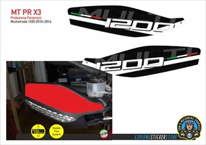 Adesivo moto DUCATI MULTISTRADA 1200 2010 - 2014 paramani bianco e nero MT PR X3 - Picture 1 of 1
