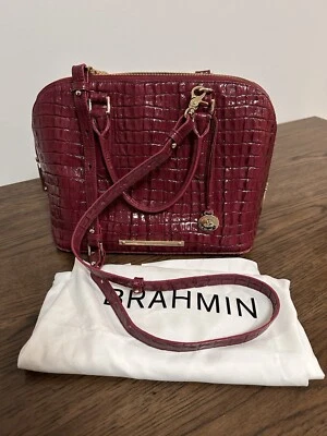Bolsa satchel Brahmin Vivian framboesa La Scala couro cúpula - Imagem 1 de 4
