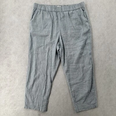 Pantalones de lino Lou & Grey para mujer XL azul claro tira cónicos playeros recortados costeros Foto 1 de 4