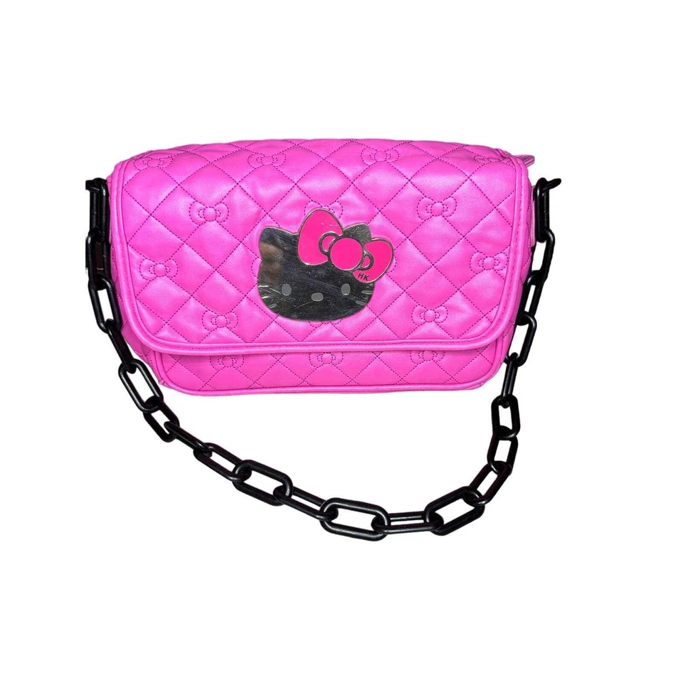 Bolso de hombro Sanrio KAWAII Hello Kitty acolchado rosa raro Foto 1 de 4
