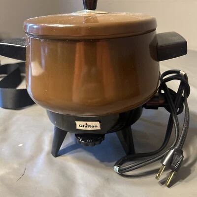 Olla de fondue eléctrica antiadherente de aluminio marrón retro vintage Chilton Ware Foto 1 de 4