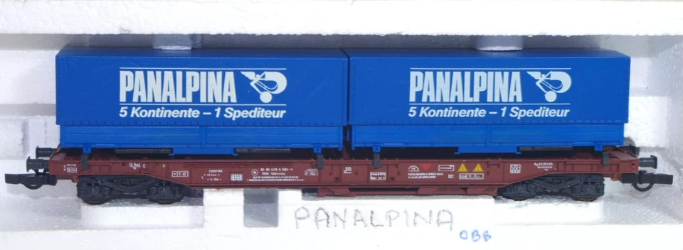 ROCO Réf: 46361 Wagon poche chargé de 2 containers 20" PANALPINA en BO (863) - Photo 1/1