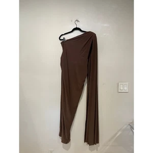 NWT Club L Amaryllis One Shoulder Cape Sleeve Maxi Dress Chocolate Maternity 6 - Picture 1 of 7