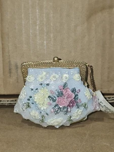 Light Blue Vintage Change Purse Ornament Victorian Era - Picture 1 of 6