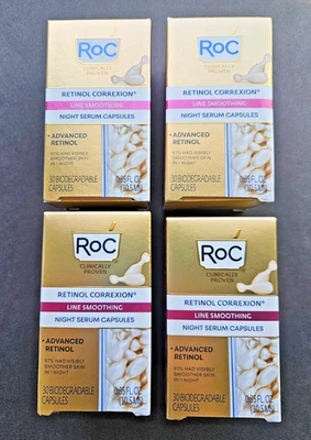4 PACK RoC Retinol Correxion Night Serum Capsules 30ct Line Smoothing NEW IN BOX - Image 1 of 4