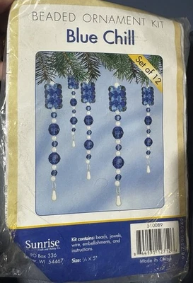 Herrschners Sonnenaufgang Weihnachten Perlen Ornament Set.  Blue Chill.  12er Set - Bild 1 von 3