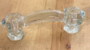 Single Vintage Clear Glass Double Drawer Pull Handle 4" Replacement - Picture 1 of 6