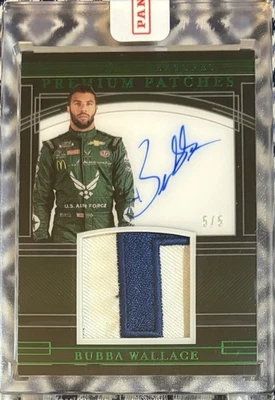 2020 Panini National Treasures Bubba Wallace Premium Patches Green /5 Auto - Image 1 of 2