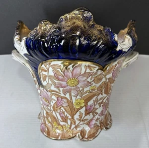 Antigua maceta mayólica con mango de jardinería flor porcelana azul flujo - Imagen 1 de 13