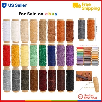 Leather Sewing Thread Waxed Flat Cord 24 Colors 792 Yards DIY Leather Craft S... - Image 1 of 4