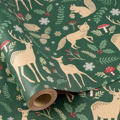  Christmas Wrapping Paper Roll for Kids 17 in x 16.4 ft Christmas Animals - Image 1 of 4