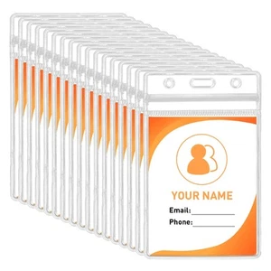 16 Pack Badge Holder, Vertical Duty ID Holder, Waterproof Clear Resealable Pl... - Picture 1 of 7