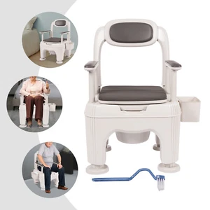 Height Adjustable Mobile Toilet Chair For Adult Senior Bath Seat Bedside Commode - Picture 1 of 14