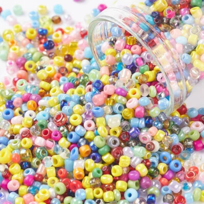 50g Random Mix 2mm x 1.5mm Glass Seed Beads - Craft DIY Jewellery Making, Sewing - Image 1 of 4
