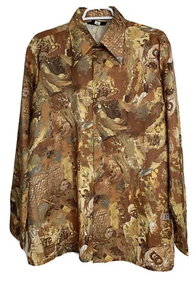 Bud Berma Button Up Dress Shirt Vintage Long Sleeve Sports Hockey Men L Hipster - Image 1 of 4