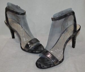 Nine West Women's ANISTONO Pewter Open Toe High Heels Sandals-Size 8.5/10 NWB