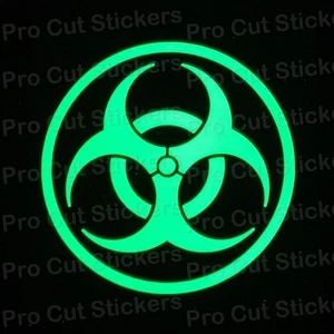 Zombie Biohazard Small to Large Glow in the Dark Luminescent Stickers Decals - Picture 1 of 2