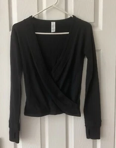 Ivivva By Lululemon Black Gem Faux Wrap Knit Sweater Girls Size 10 - Picture 1 of 10