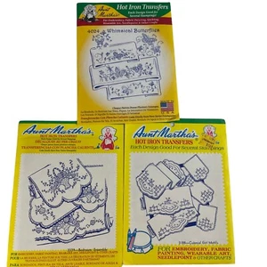 3 Vintage Aunt Martha's Hot Iron Embroidery Transfers - Picture 1 of 6