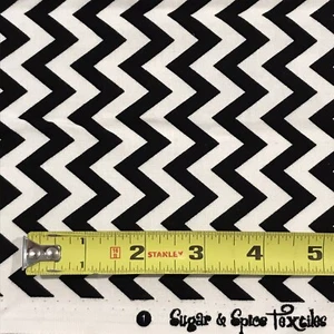 Chevron Fabric Black White Cotton Sewing Material Zig Zag Lines Fat Quarter +/- - Picture 1 of 5