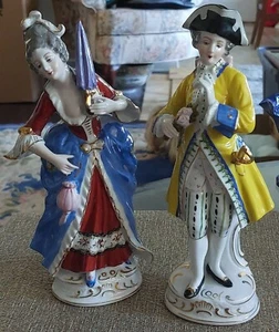 PAIR OCCUPIED JAPAN COLONIAL COURTING COUPLE FIGURINES 9" - Picture 1 of 24