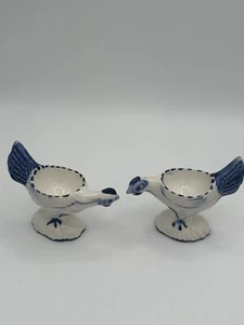 Delfter Porzellan Handbemalt Huhn Eierbecher Halter 2er Set Vintage - Bild 1 von 4