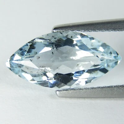 3.20Cts Genuino Natural Color Azul Aguamarina Corte Marquesa Sin Calentar Ref VDO Foto 1 de 4