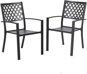 2 PC Stackable Metal Patio Outdoor Bistro Dining Chairs Backyard Lawn Heavy Duty - Picture 1 of 11