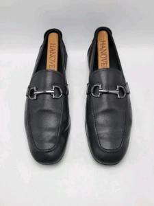 Mocasines Salvatore Ferragamo Para Hombre Drivers Gancini Cuero Guijarro Negro EE. UU. 9.5 D - Imagen 1 de 9