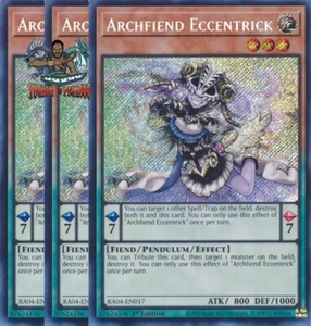 Yugioh! 3x Archfiend Eccentrick RA04-EN017 Secret Rare 1st Ed NM - Picture 1 of 1