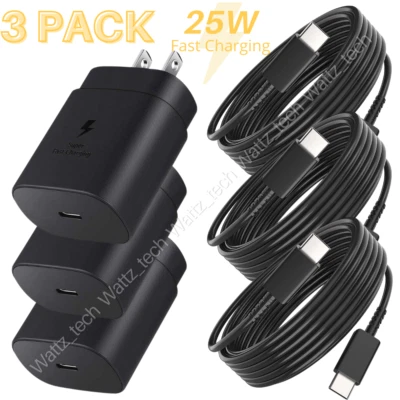Paquete de 3 cables cargadores de pared súper rápidos USB-C de 25 W PD para Samsung Galaxy S20 S21 S22 Foto 1 de 4