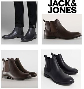 Jack & Jones Mens Basic Chelsea Boots Shoes Rubber Sole Smart Faux Leather Shoes