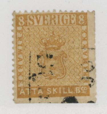 Escudo de armas Suecia 1856 8s Sc# 4c Facit# 4d usado en muy buen estado raro Foto 1 de 2