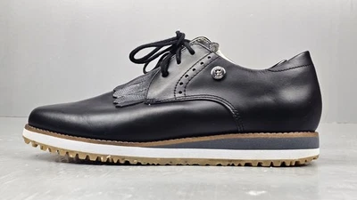 Tênis de golfe FootJoy esporte retrô feminino 7,5M preto estilo 99344 impermeável sem cravos - Imagem 1 de 4