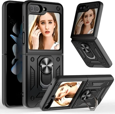 Für Samsung Galaxy Z Flip6 Hülle, Ring Panzer Stoßfest Ständer Kamera Linse Cover - Bild 1 von 4