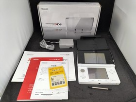 B2985 Nintendo 3DS console Ice White Japan w/Box adapter pen manaul fx