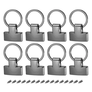 8Pcs 22mm/ 0.87" Key Fob Hardware with Keychain Ring Purse Hardware Black - Picture 1 of 6