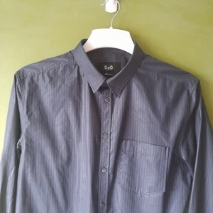 Dolce & Gabbana D&G Long Sleeve Cotton Navy Shirt Button Size Medium Pocket - Picture 1 of 16